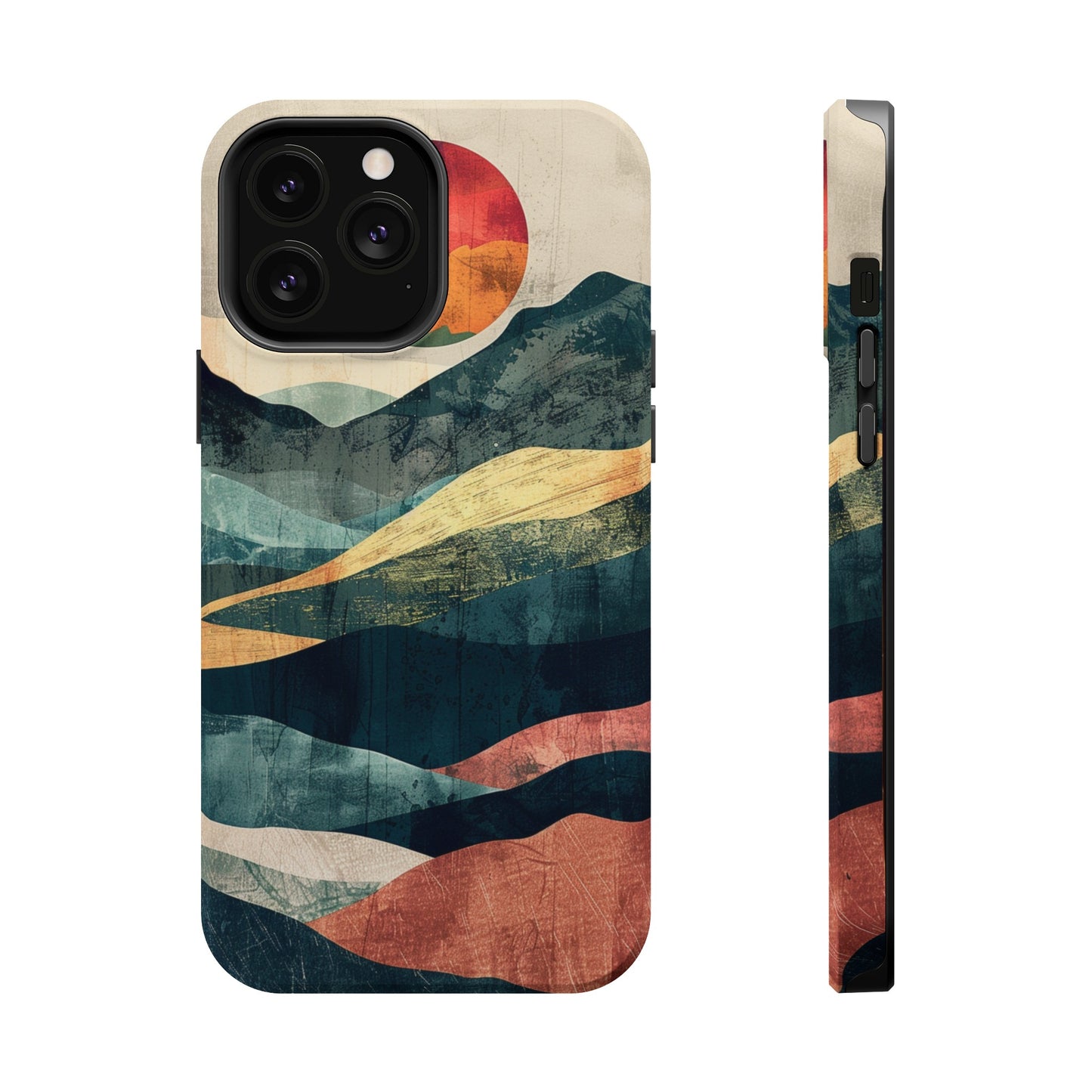 Retro iPhone Case Mountain Sunset MagSafe Phone Case