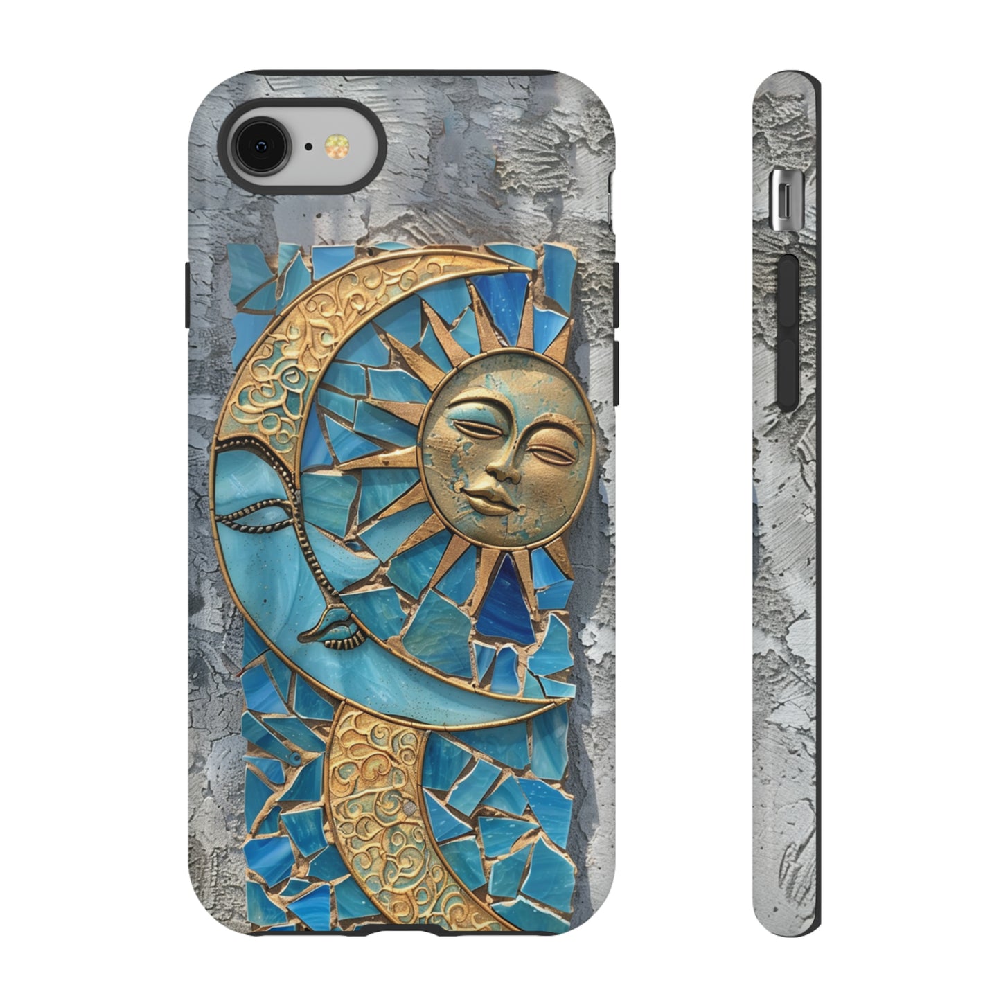 Boho Sun and Moon Mosaic Tile Stained Glass Phone Case