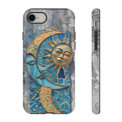 Boho Sun and Moon Mosaic Tile Stained Glass Phone Case