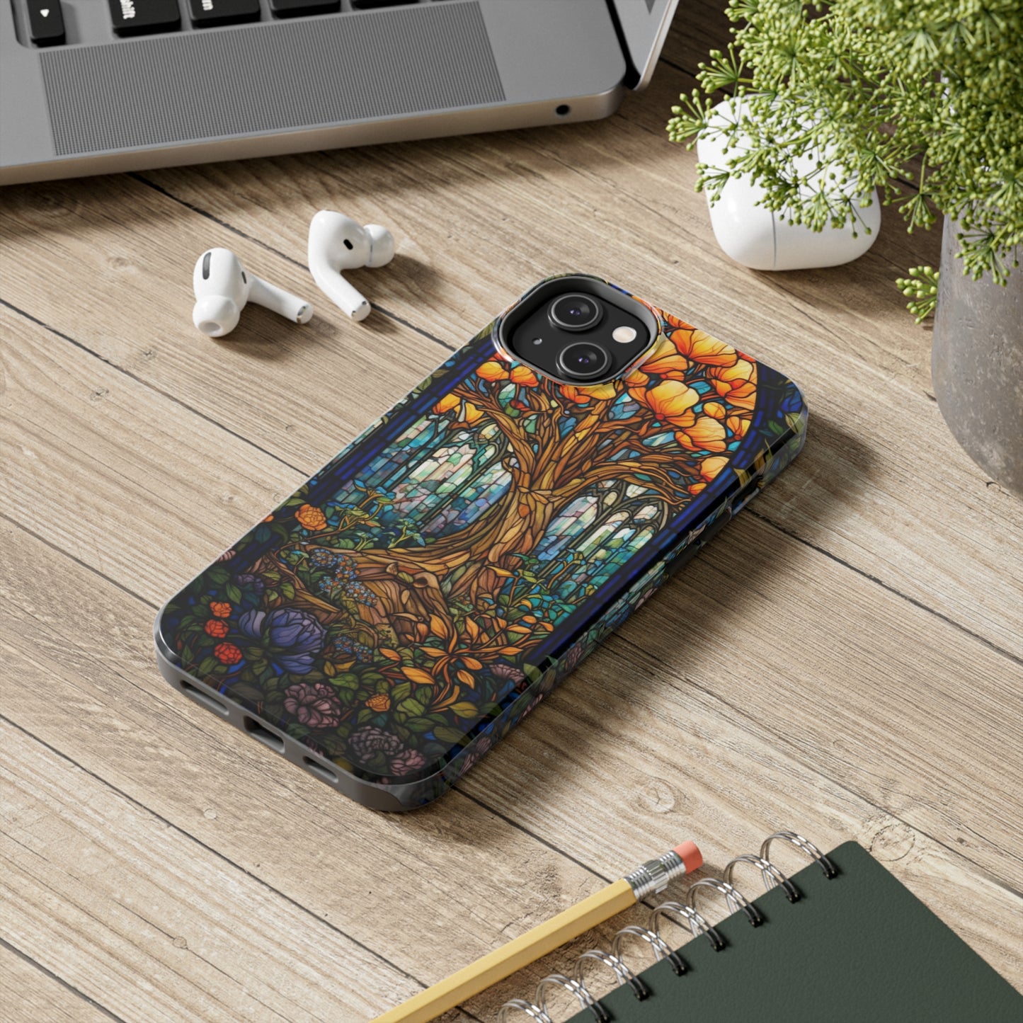 Tree of Life Stained Glass Style iPhone Tough Case | Embrace Nature's Harmony with Durable Elegance