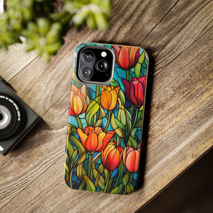 Stained Glass Tulip Floral Aesthetic iPhone Case | Embrace the Beauty of Nature in Full Bloom