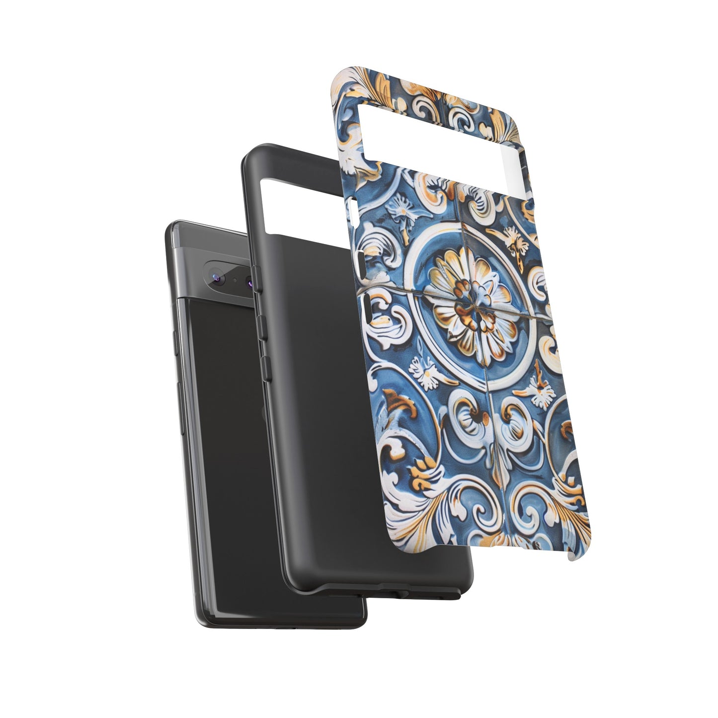 Azulejo Porcelain Blue & Creamy White Tile Mediterranean Design Phone Case