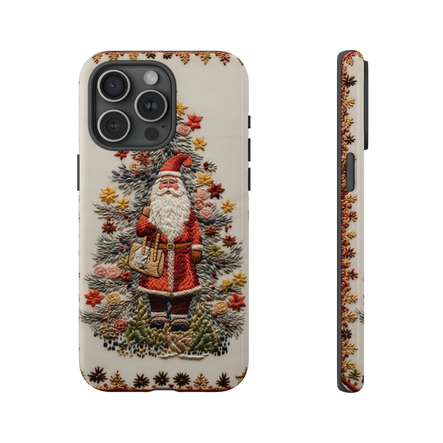 Vintage Embroidery Christmas Santa Phone Case