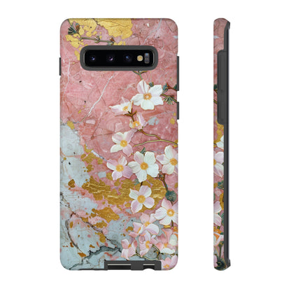 Pink Forget Me Nots Gold Floral Phone Case