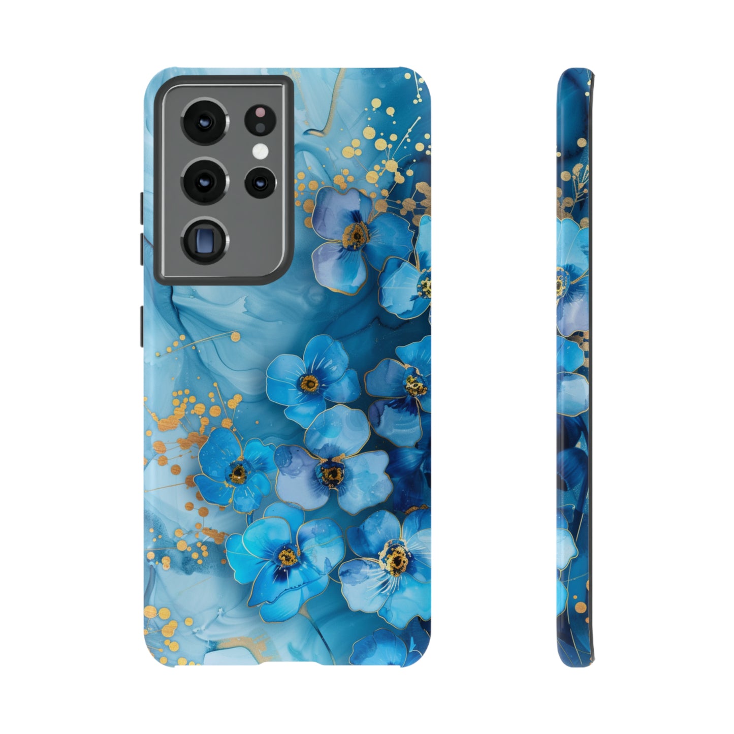 Forget Me Nots Gold Color Splash Floral Design Phone Case