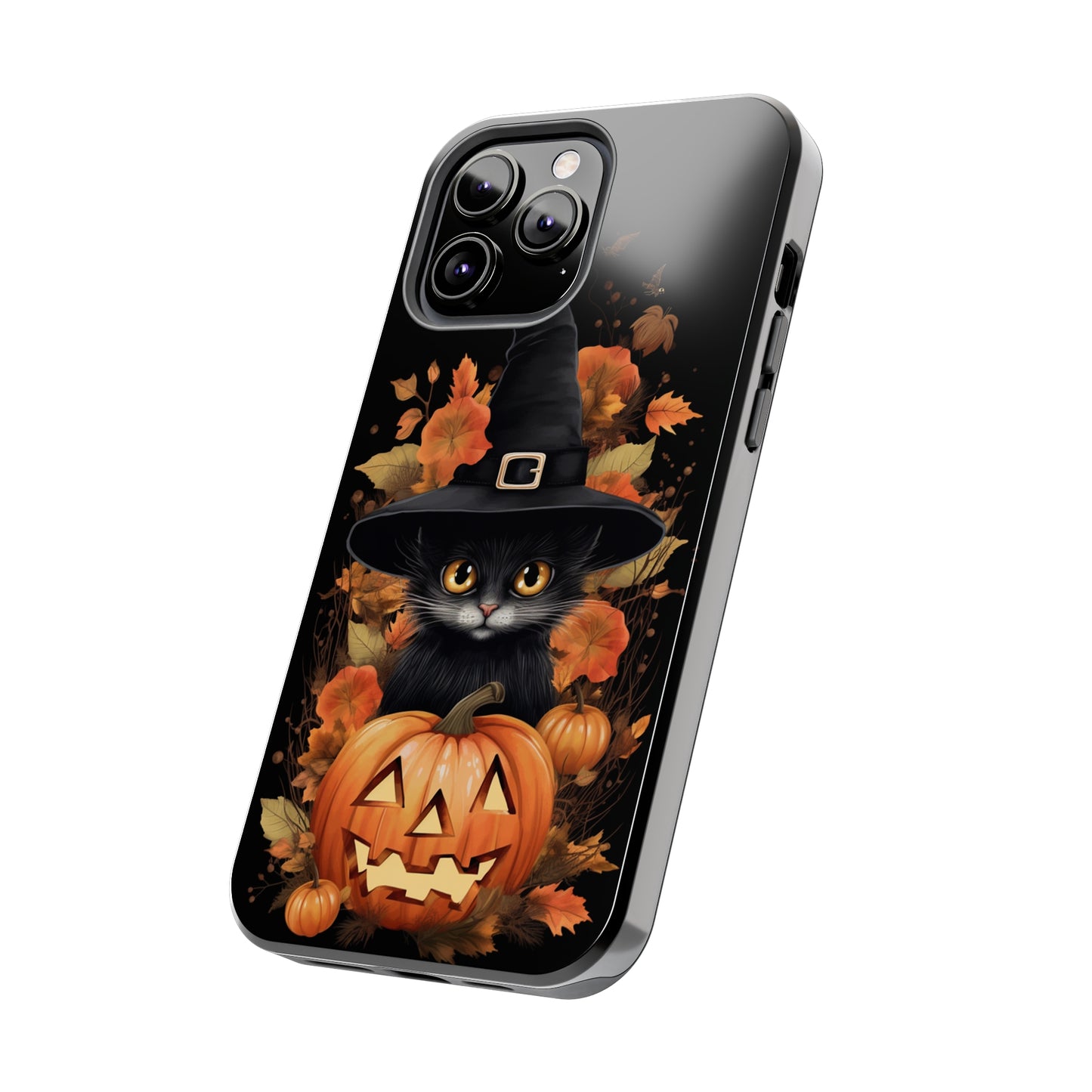 Trick or Treat Delight: Adorable Witch Cat Halloween Celebration | Whimsical iPhone Case