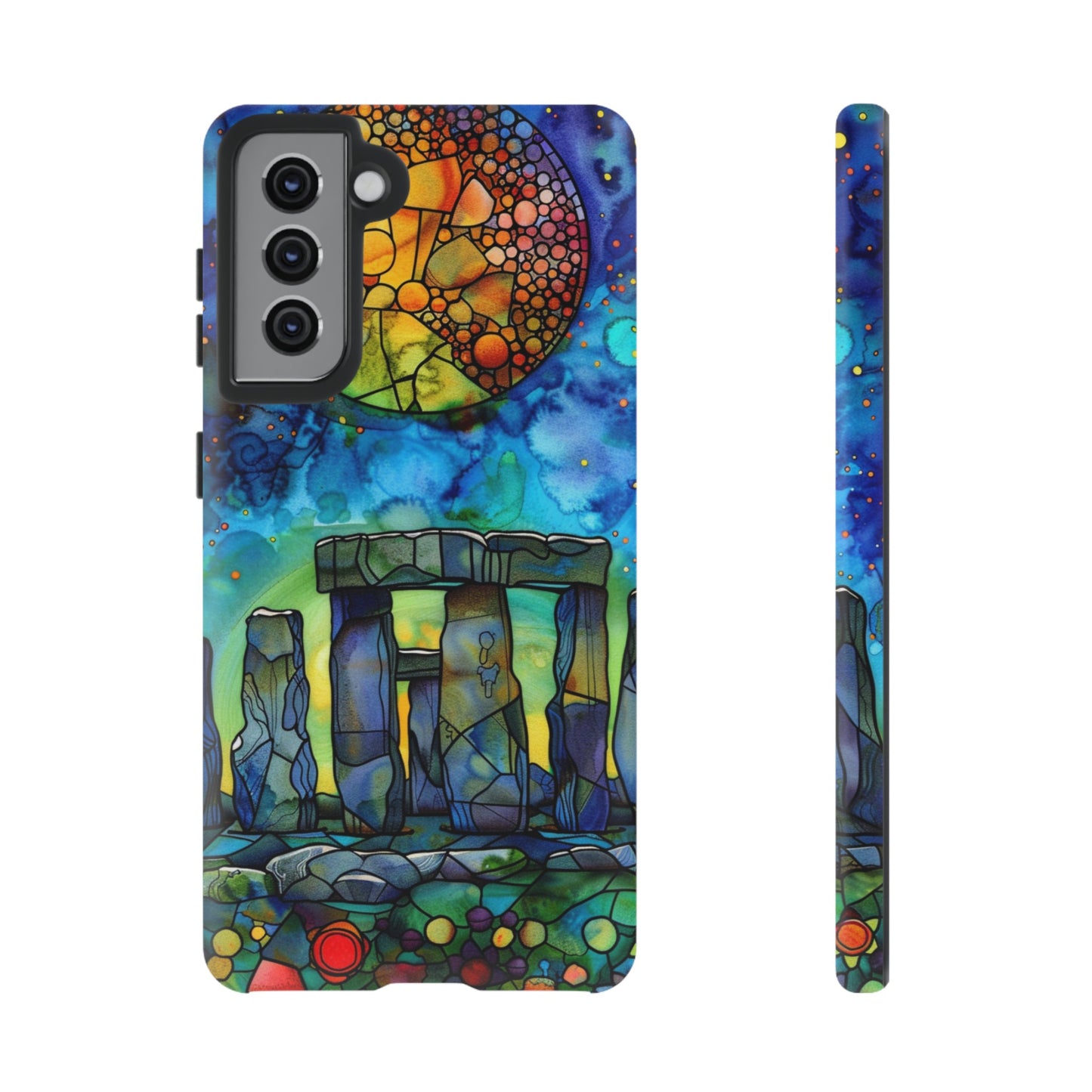 Stonehenge Neolithic Full Moon Stained Glass Watercolor Phone Cover