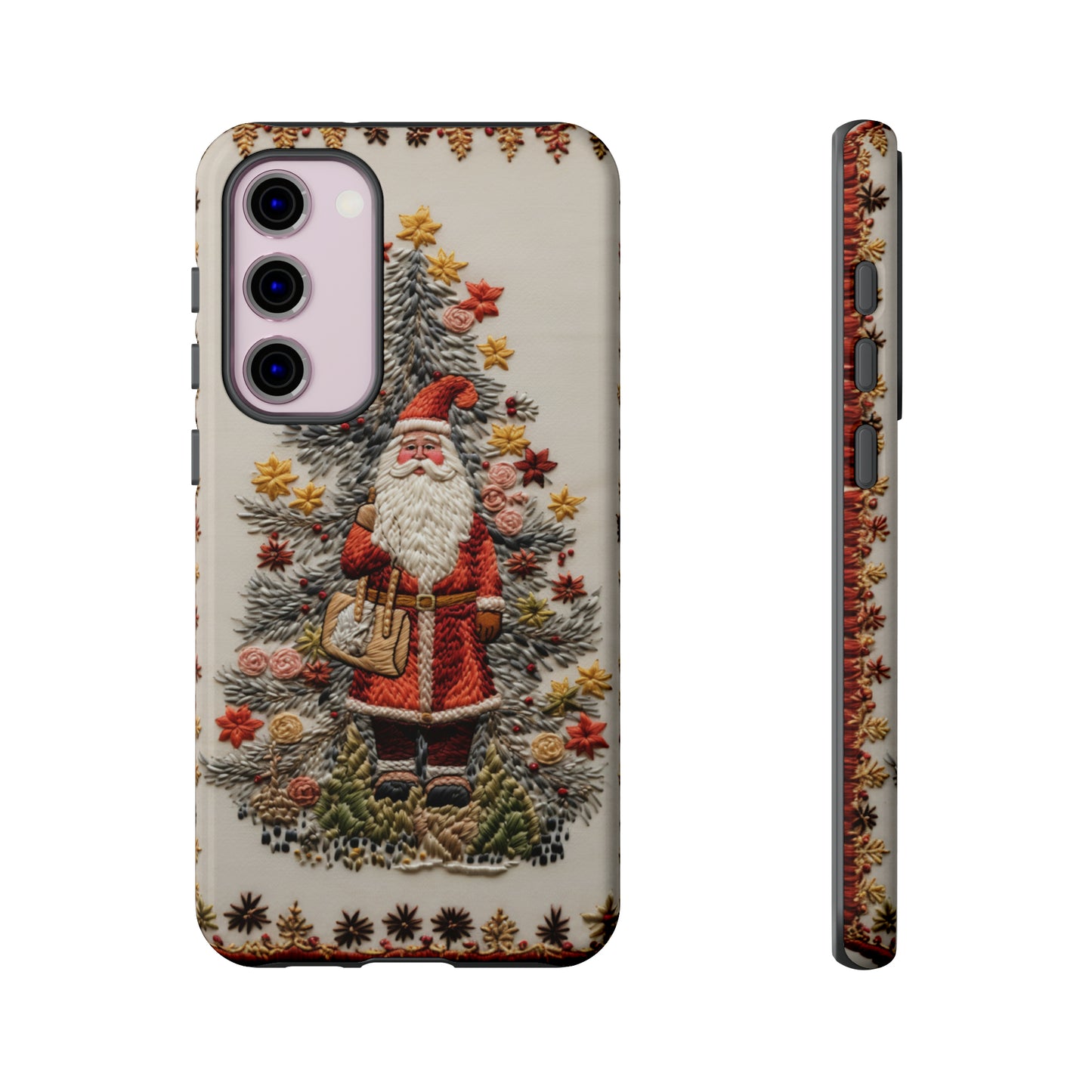 Vintage Embroidery Christmas Santa Phone Case