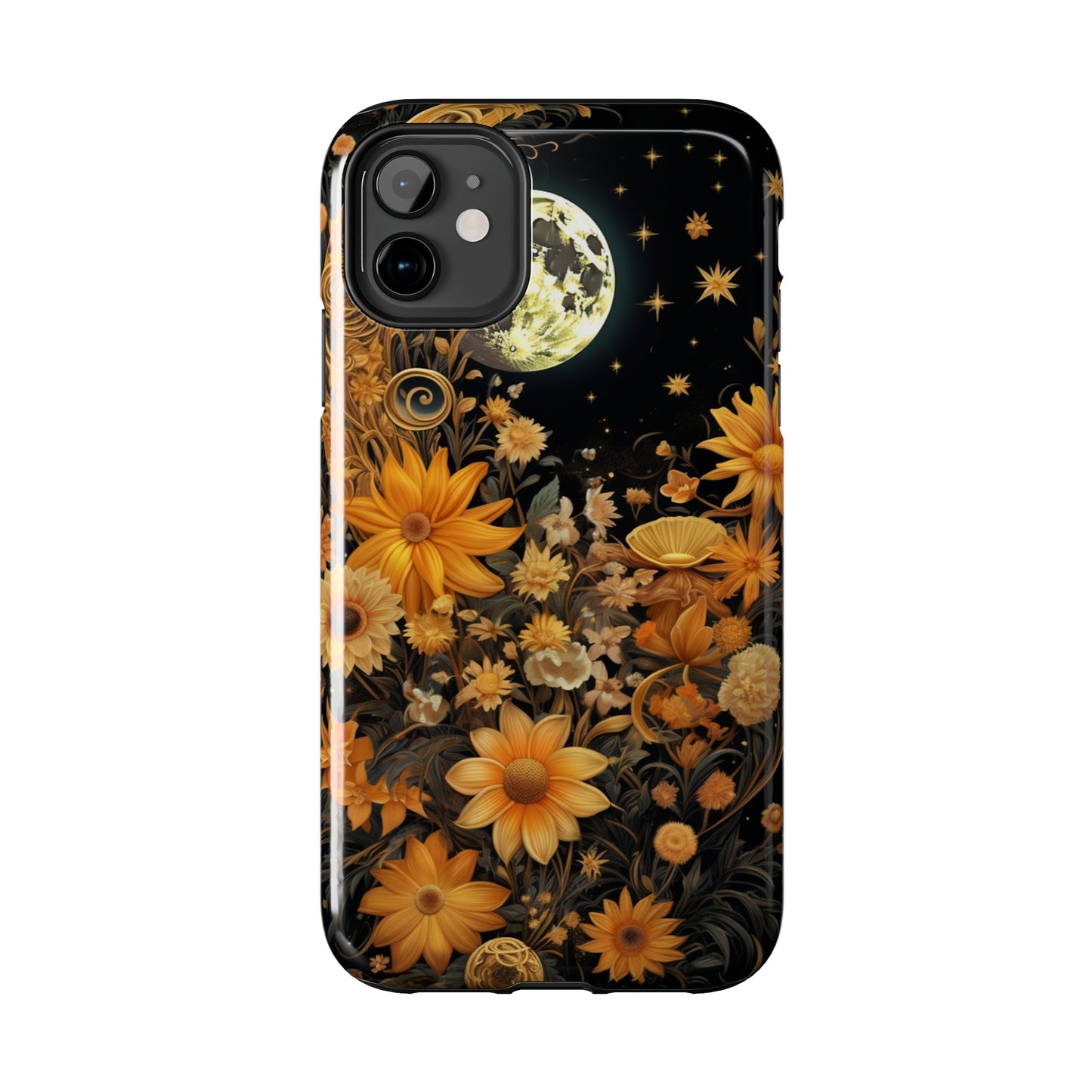 Cottagecore Floral Sun Moon Stars iPhone Case | Embrace Mystical Nature's Beauty