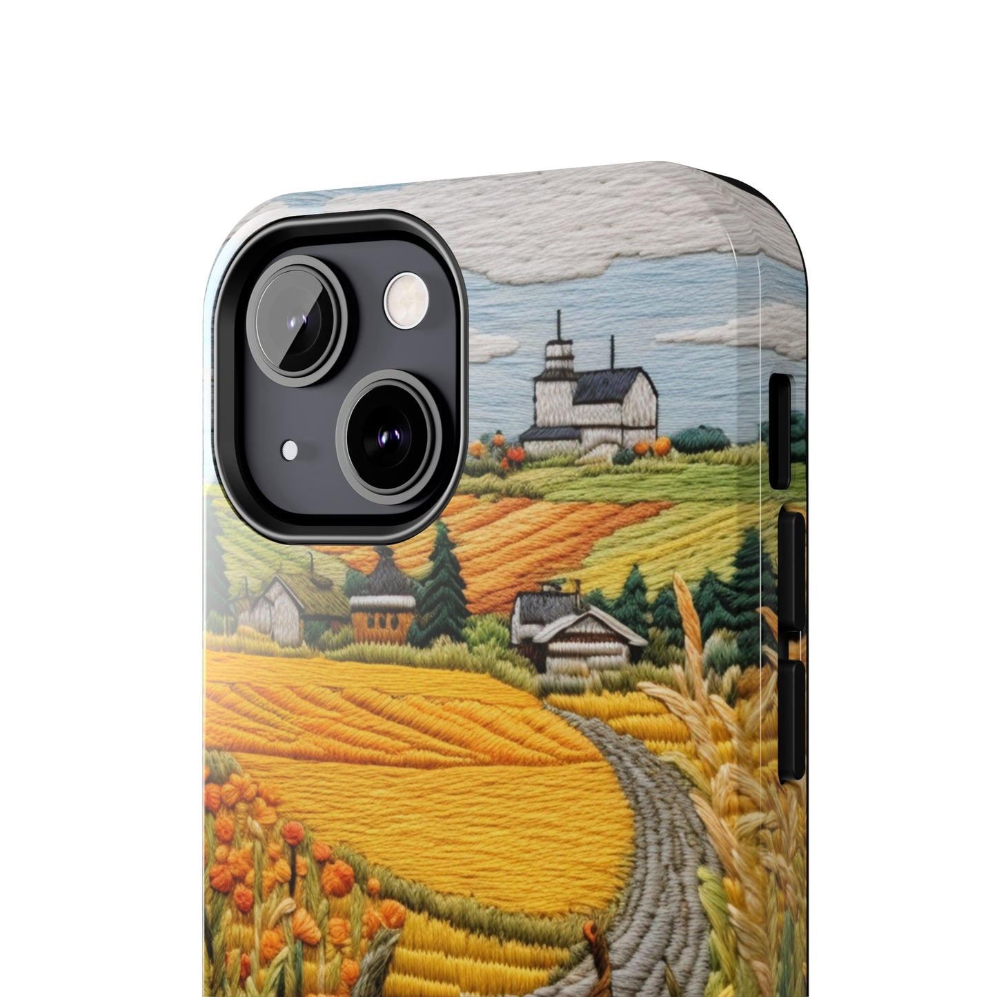 Harvest Hues: Halloween Pumpkin Patch | Embroidered Landscape for iPhone Range