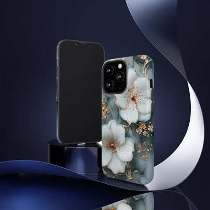 White Flower on Marble Stone  Phone Case