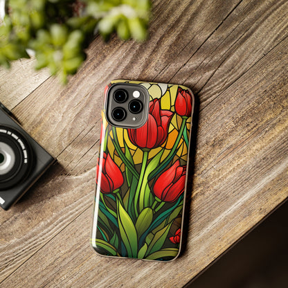 Stained Glass Tulip Floral Aesthetic iPhone Case | Embrace the Beauty of Nature in Full Bloom