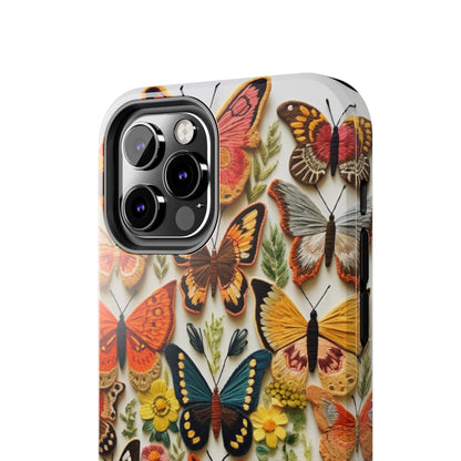 Embroidery Butterflies iPhone Case | Whimsical Elegance and Nature's Beauty in Handcrafted Detail