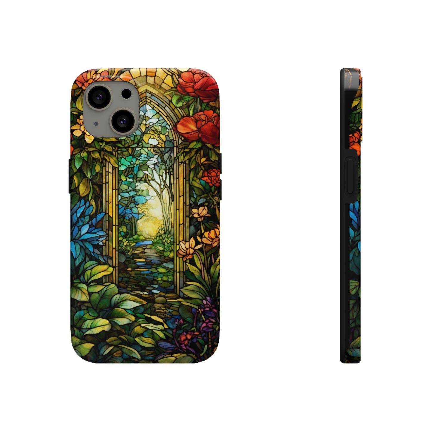 Secret Garden Stained Glass iPhone Tough Case | Unveil the Beauty of Nature with Reliable Protection