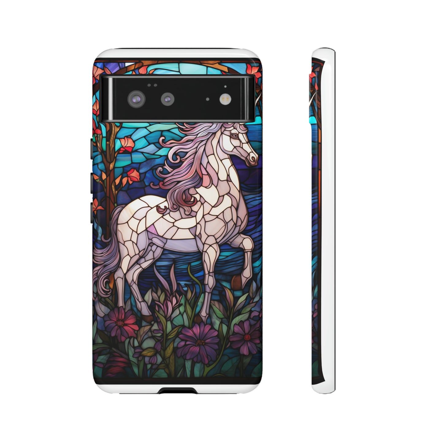 Unicorn Stained Glass iPhone, iPhone Case Retro Samsung Galaxy Phone Tough Case iPhone 15 14 Plus 13 12 7 8 Se Hippie Boho Style