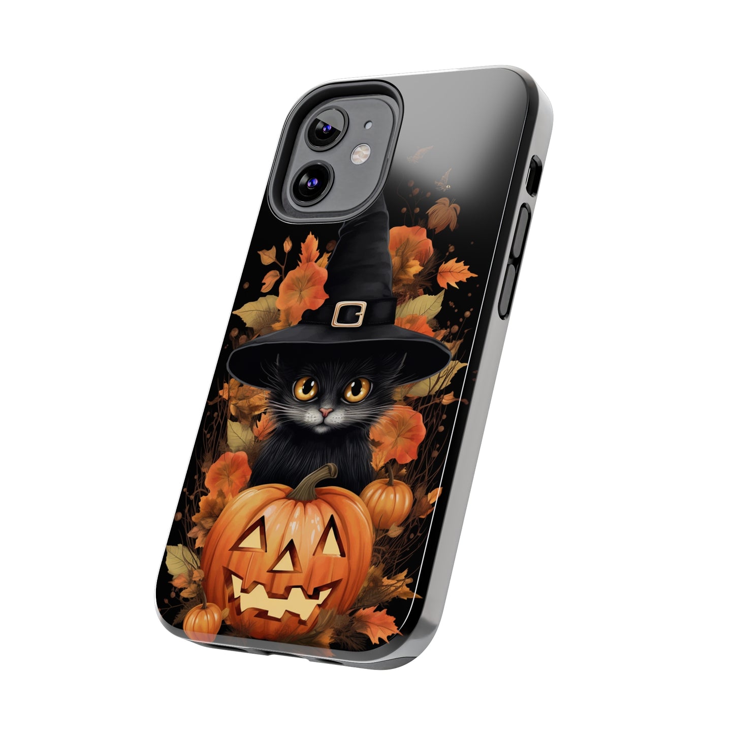 Trick or Treat Delight: Adorable Witch Cat Halloween Celebration | Whimsical iPhone Case