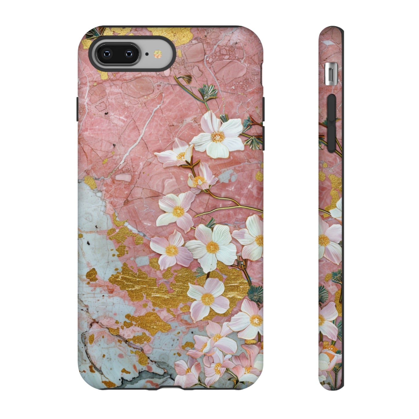 Pink Forget Me Nots Gold Floral Phone Case