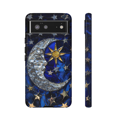 Cosmic Moon & Stars Stained Glass Starry Night Phone Case