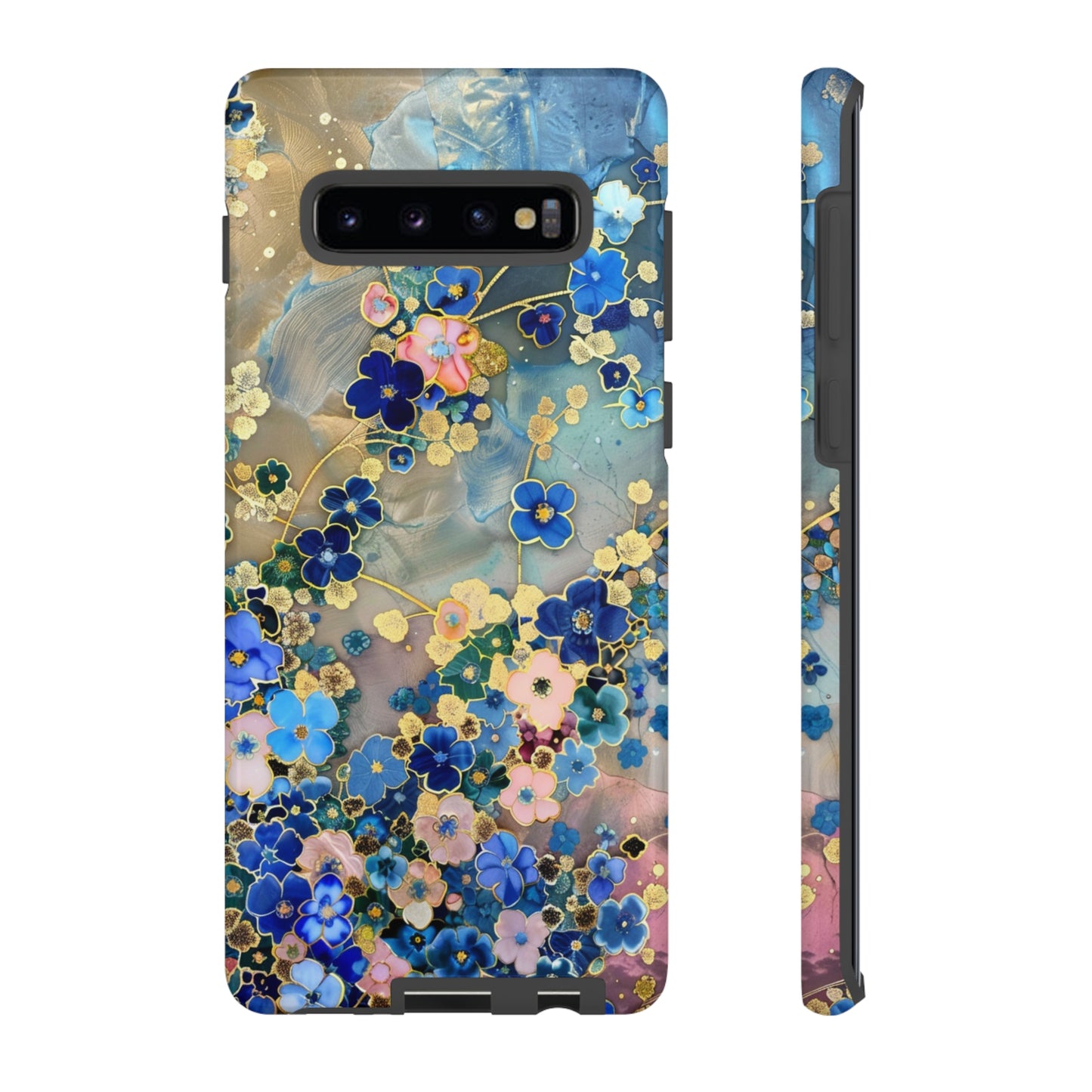 Forget Me Nots Gold Color Splash Floral Design Phone Case