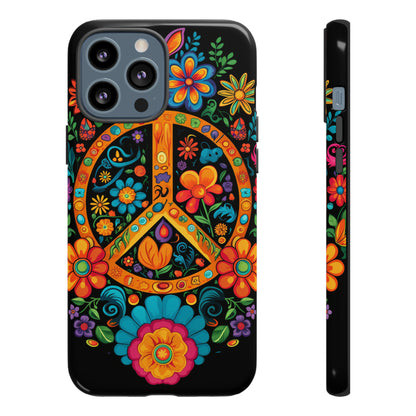 Peace Sign Embroidery Floral Hippie Style Phone Case