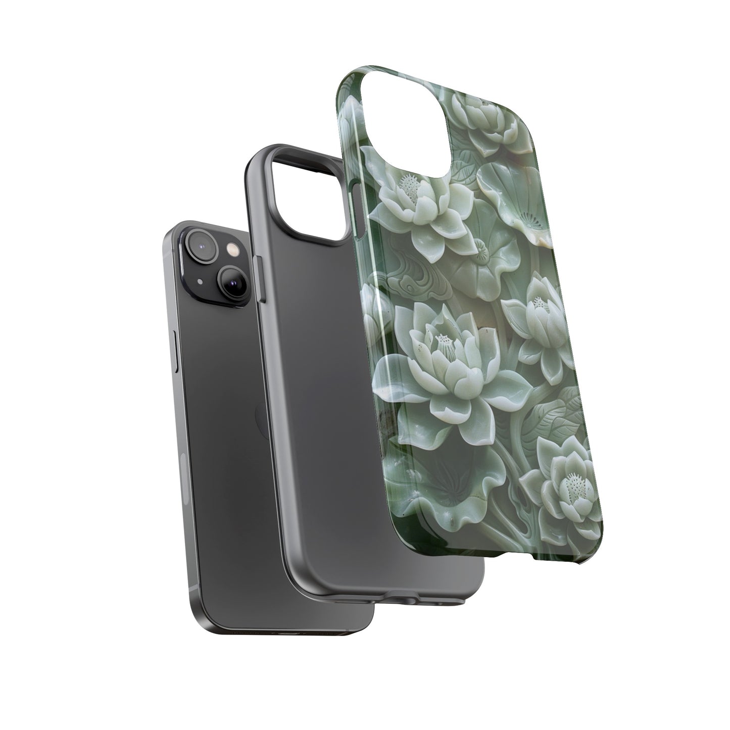 Green Jade Lotus Floral Art Phone Case