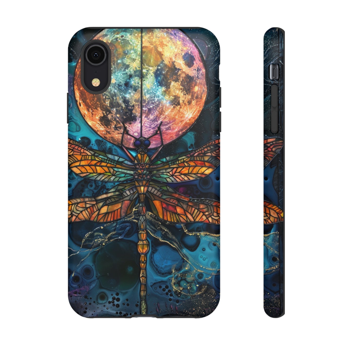 Full Moon Stained Glass Dragonfly Phone Cover