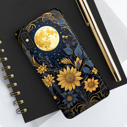 Starry Night Boho Meets Cottagecore: Floral Sun, Moon & Stars iPhone Case