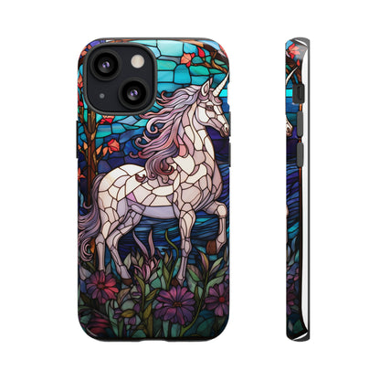 Unicorn Stained Glass iPhone, iPhone Case Retro Samsung Galaxy Phone Tough Case iPhone 15 14 Plus 13 12 7 8 Se Hippie Boho Style