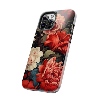 Vintage Floral Aesthetic Phone Tough Case Antique Print for iPhone 14 11 Pro 12 13 XR XS X 7+ 8 Boho Nature Flowers Cottage Core