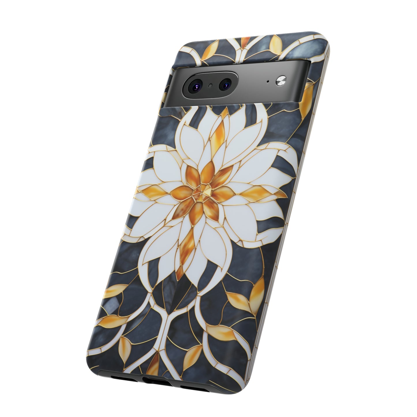 Art Deco Floral Gold & Blue Mosaic