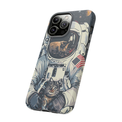 The Astronaut and the Cosmic Cat Phone Case