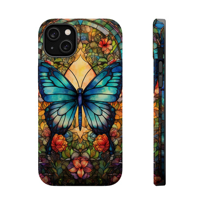 Butterfly Stained Glass MagSafe iPhone Case | Floral Aesthetic Art Retro Phone Tough Case iPhone 14 Plus 13 12 7 8 SE Hippie Boho Style