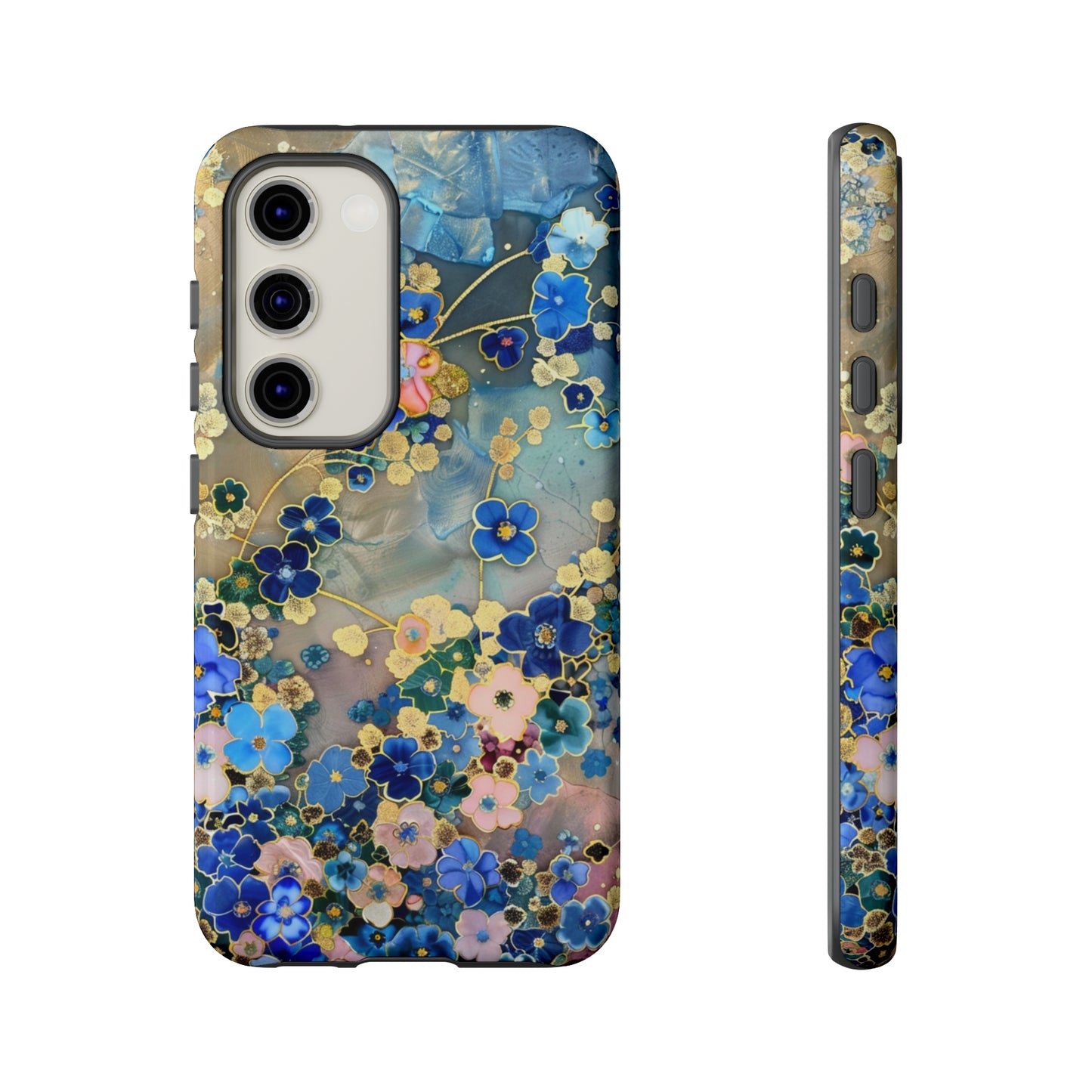 Forget Me Nots Gold Color Splash Floral Design Phone Case