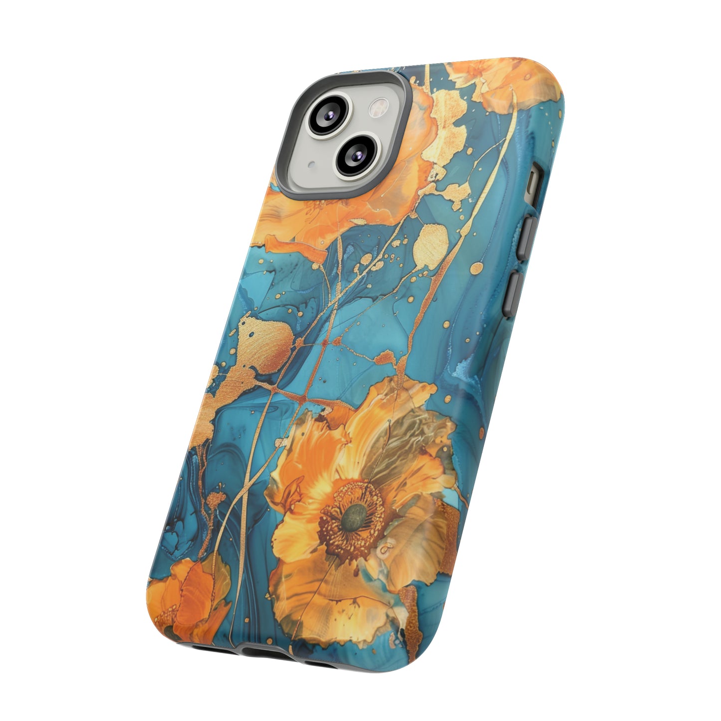 Gold Poppies Color Splash Floral Design Phone Case