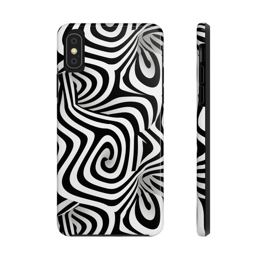 Optical Illusion Art Black and White Wave Pattern Tough iPhone Case