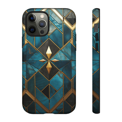 Gold and Blue Marble Mosaic Phone Case