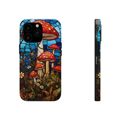 Stained Glass Mushroom Garden iPhone Case | Embrace Whimsical Beauty and Nature's Delight