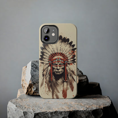 Proud Heritage: Native American Chief Headdress | Iconic Tribal iPhone Case for Models 11 through 14 Pro Max