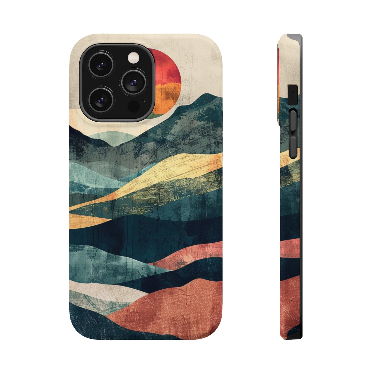 Retro iPhone Case Mountain Sunset MagSafe Phone Case