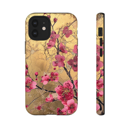 Pink Forget Me Nots Gold Floral Phone Case