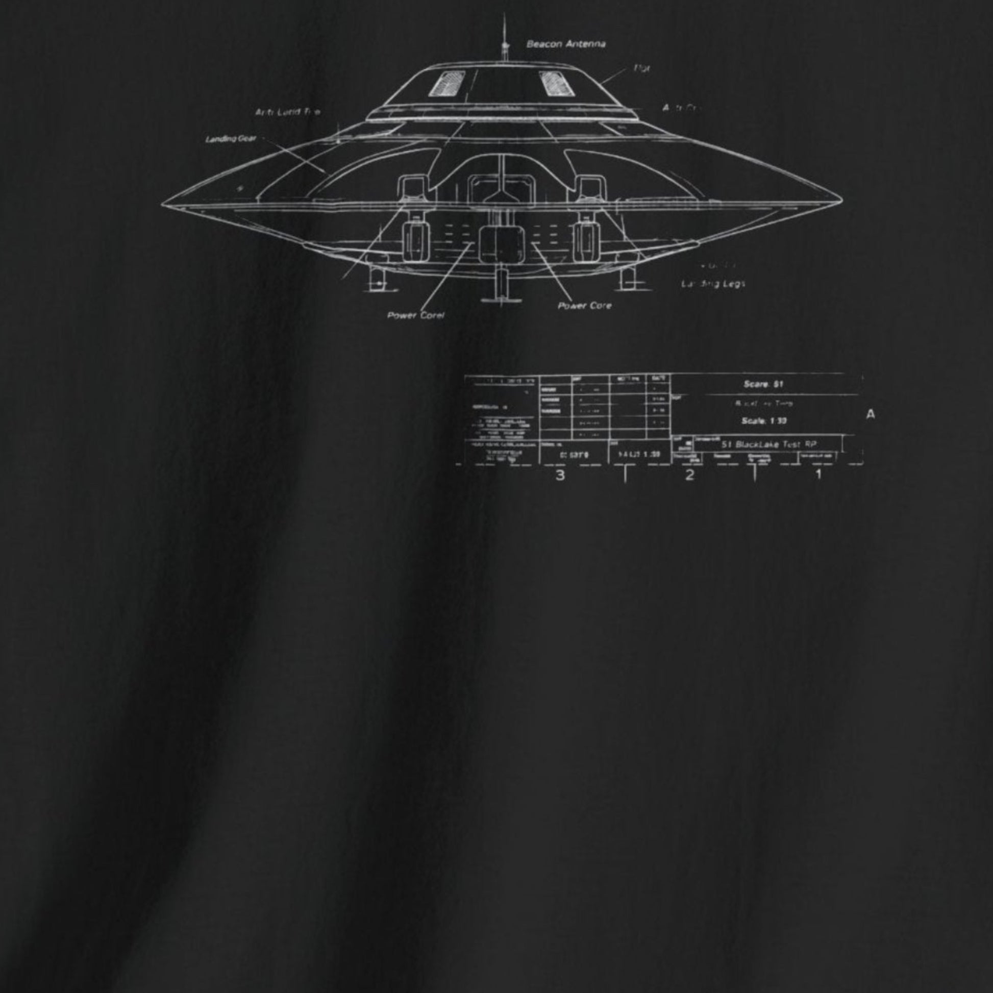 ufo blueprint sci fi t shirt