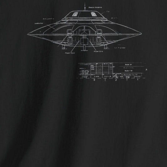 ufo blueprint sci fi t shirt