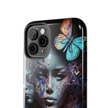 Synthwave Butterfly Girl Trippy Fantasy Art iPhone Case | Embrace the Futuristic Vibe with Whimsical Artistry