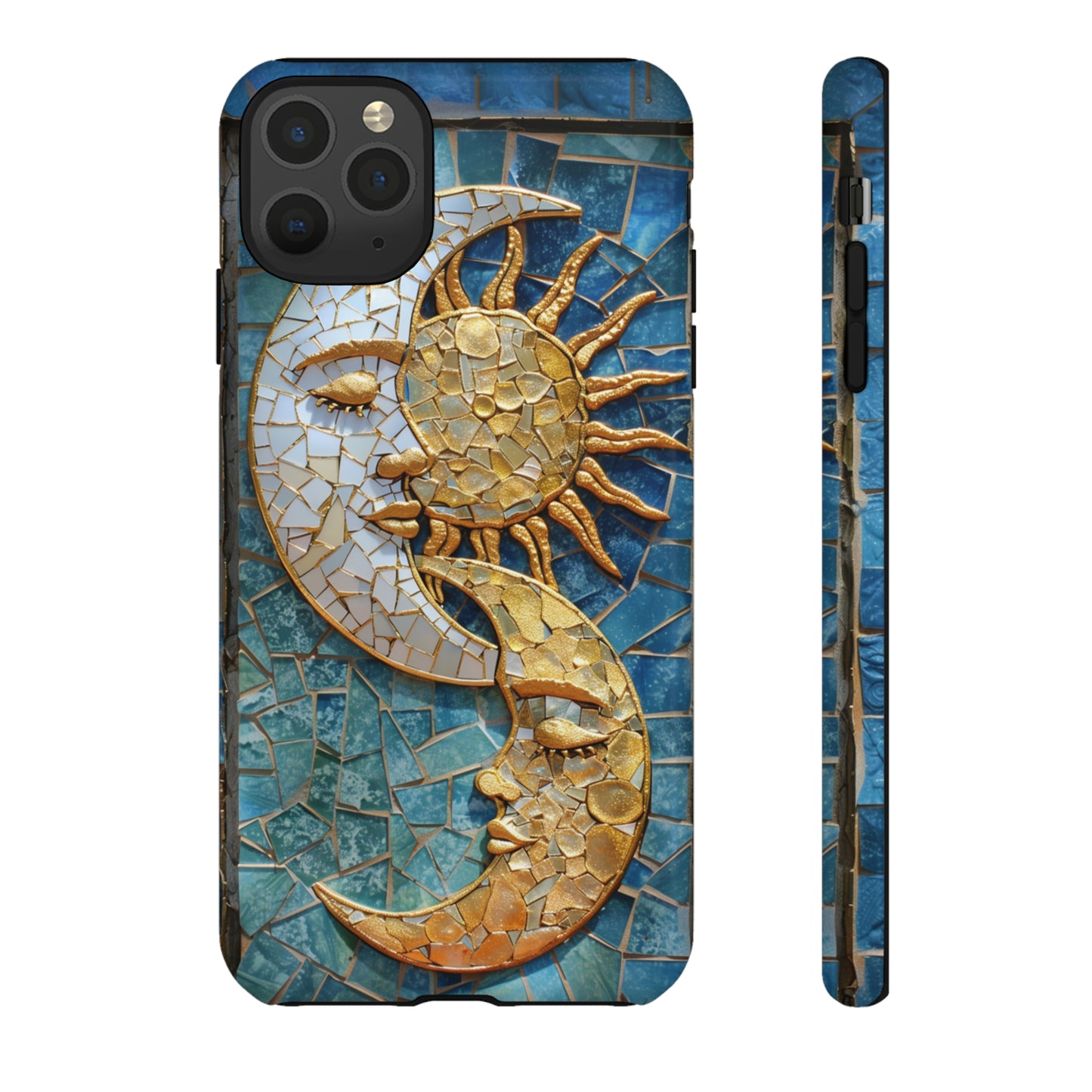 Boho Sun and Moon Mosaic Tile Stained Glass Phone Case