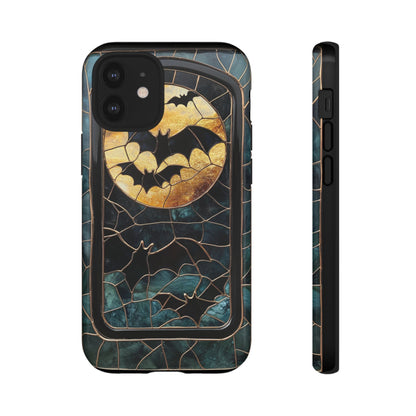 Halloween Phone Case Bats Stained Glass Style Spooky Moon Phone Cover