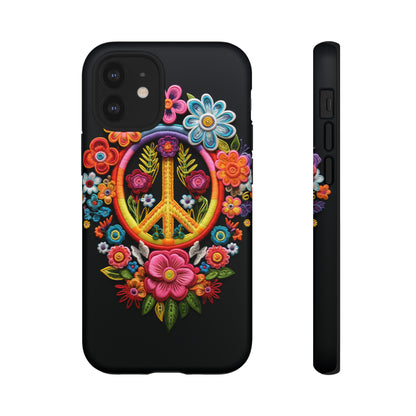 Peace Sign Embroidery Floral Hippie Style Phone Case