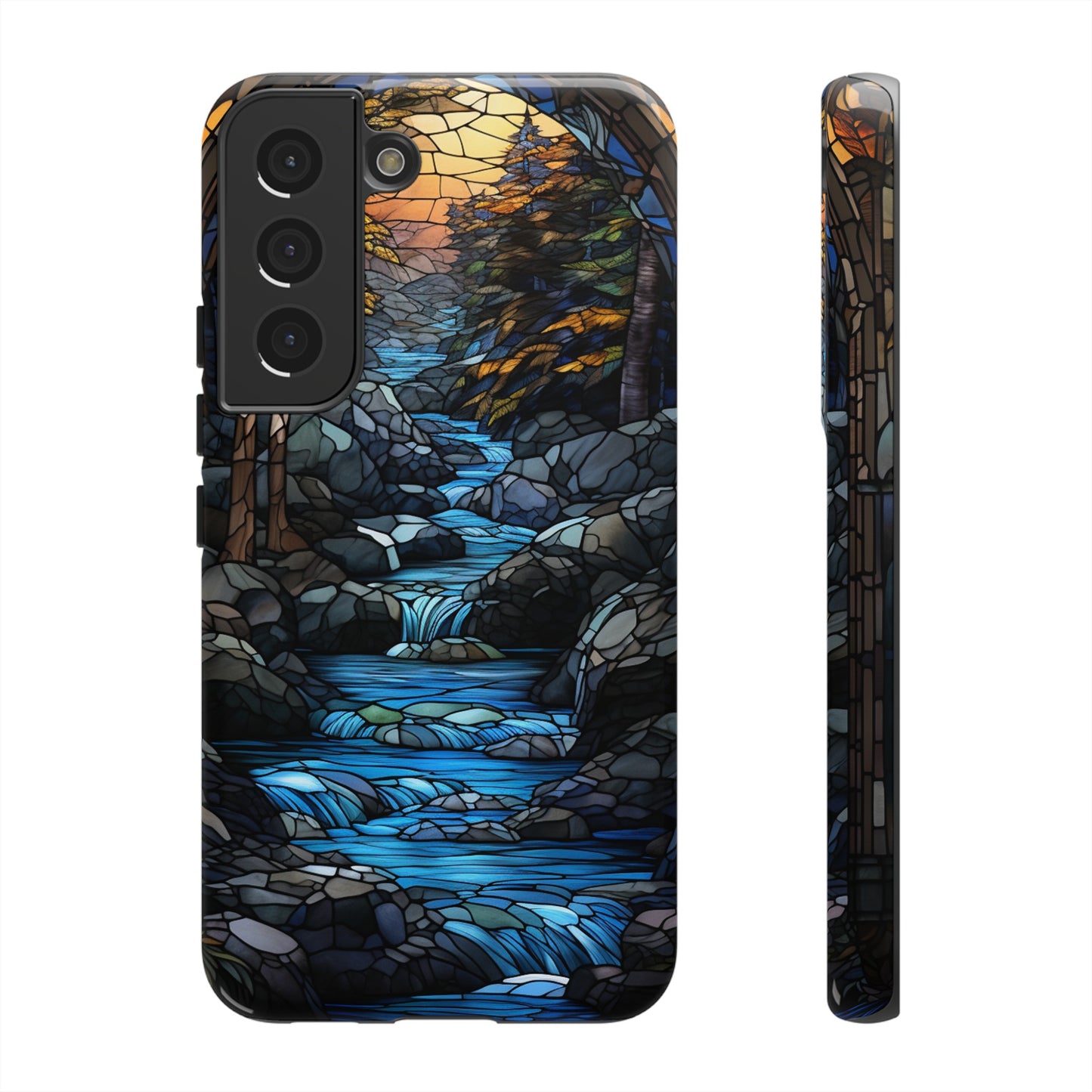 Stained Glass Stone Bridge and River Art Phone Case