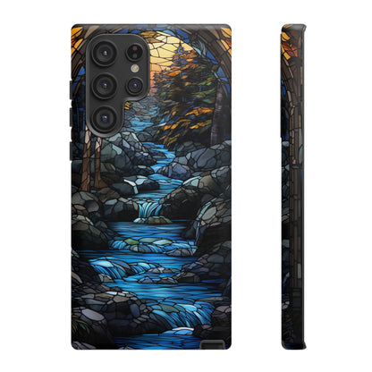 Stained Glass Stone Bridge and River Art Phone Case