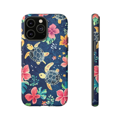 Undersea Floral Blue Sea Turtle Phone Case