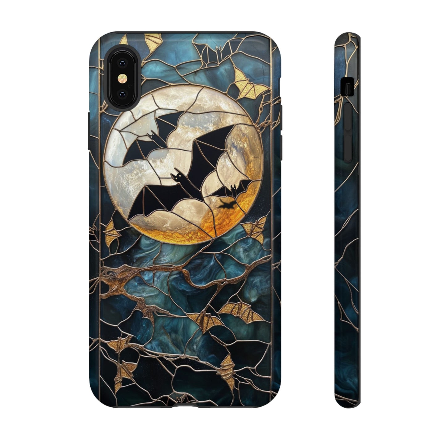 Gothic stained glass iPhone 15 case with bats